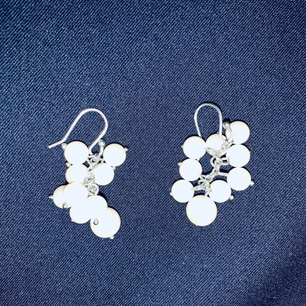 Pearl and silver earrings